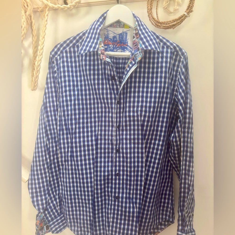 Robert Graham Navy and White Checkered Shirt